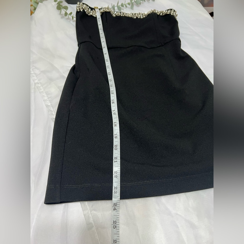 Lulus Black Feel the Beat Mini Rhinestone Dress Size Extra Small Color - Picture 4 of 10
